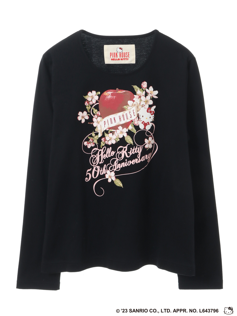 PINK HOUSE×HELLO KITTY One Point Graphic Long Sleeve T-shirt 詳細画像 クロ 1