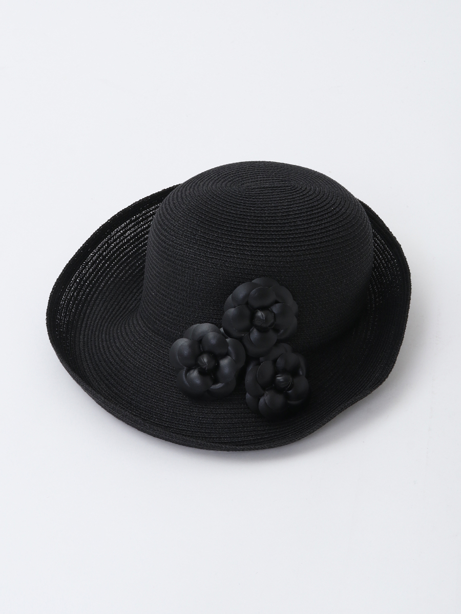 フラワーモチーフ付きペーパー帽 詳細画像 ブラック 1