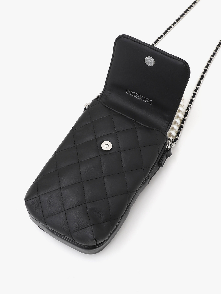 【INGEBORG×HELLO KITTY】Quilting Smart Phone Shoulder Bag 詳細画像 ブラック 6