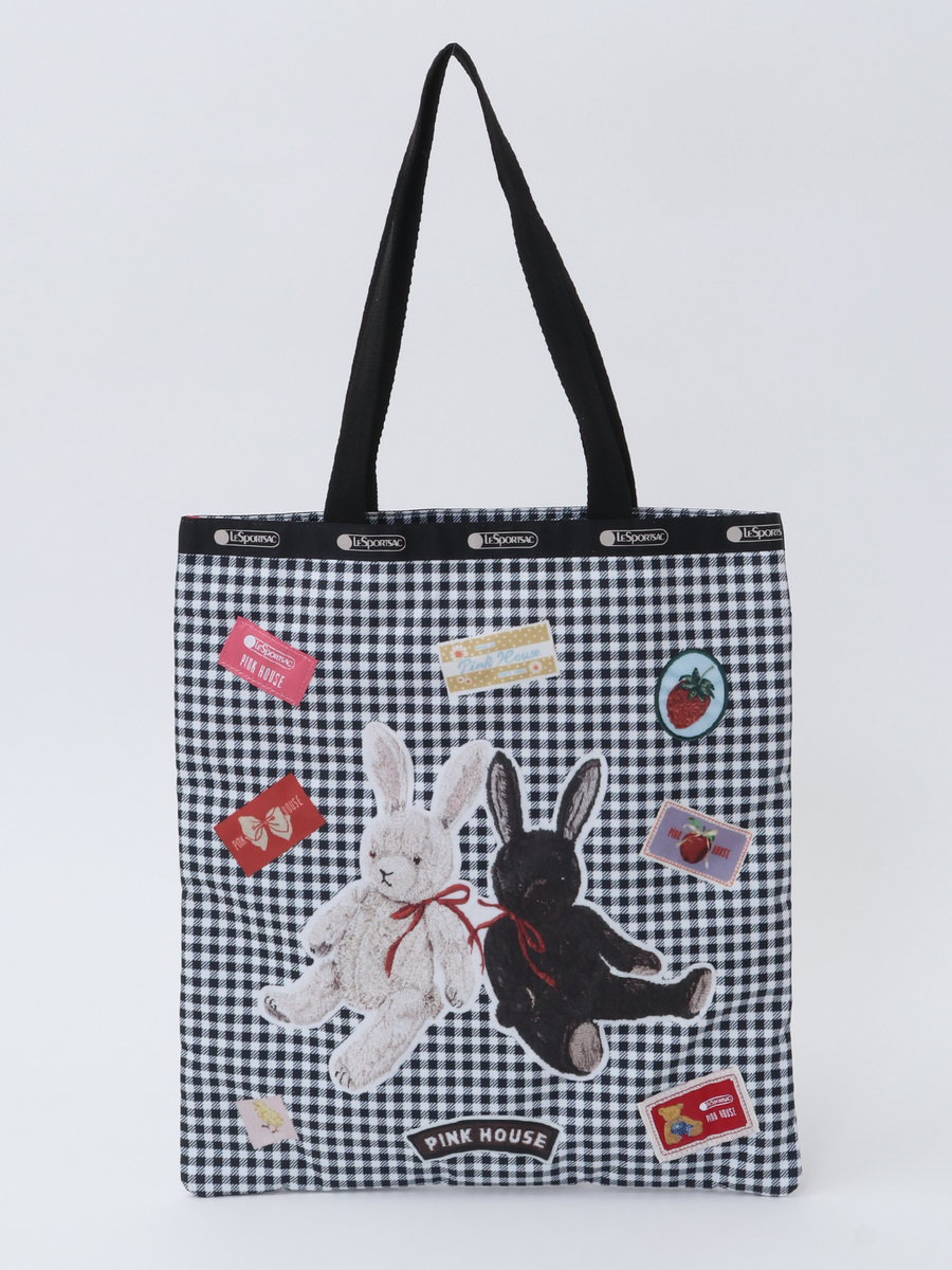 【 LeSportsac × PINK HOUSE 】LARGE EMERALD TOTE PH Gingham Check Rabbits 詳細画像 クロギンガム 1