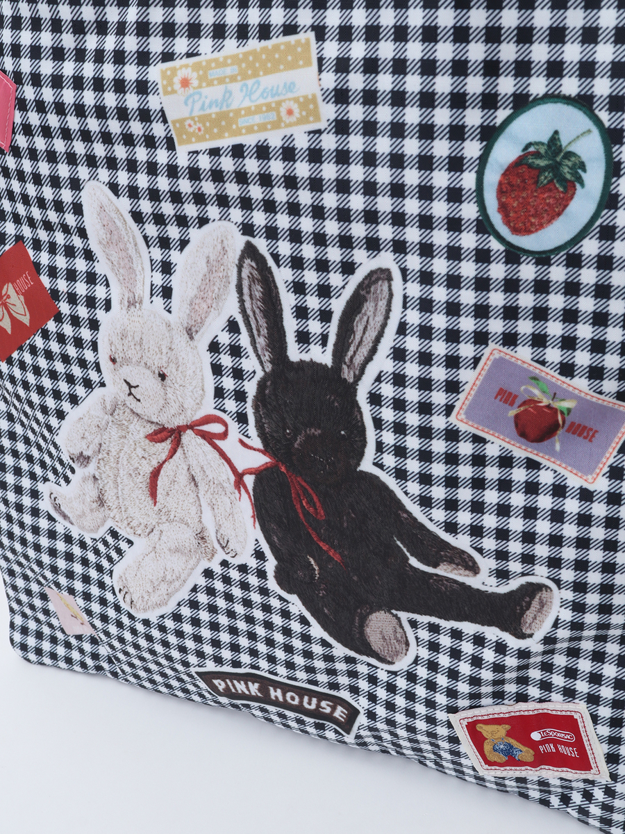 【 LeSportsac × PINK HOUSE 】LARGE EMERALD TOTE PH Gingham Check Rabbits 詳細画像 クロギンガム 6
