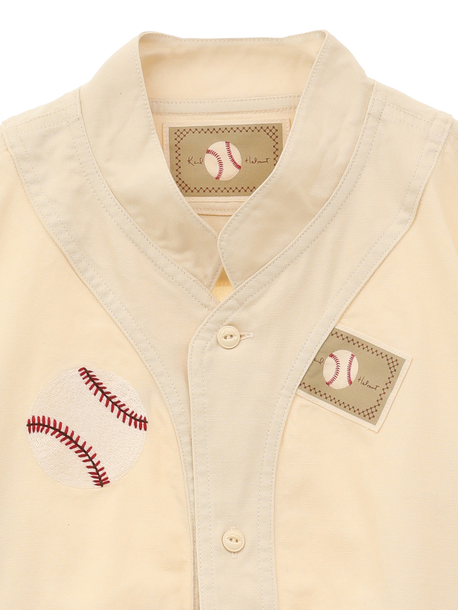 ベースボール刺繍＆ネームワッペン使いシャツブラウス 詳細画像 グレー 3