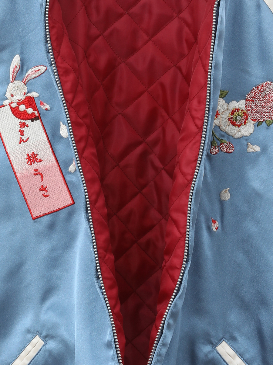 祇園 桃うさ刺繍サテンブルゾン 詳細画像 ピンク×シャンパン 10