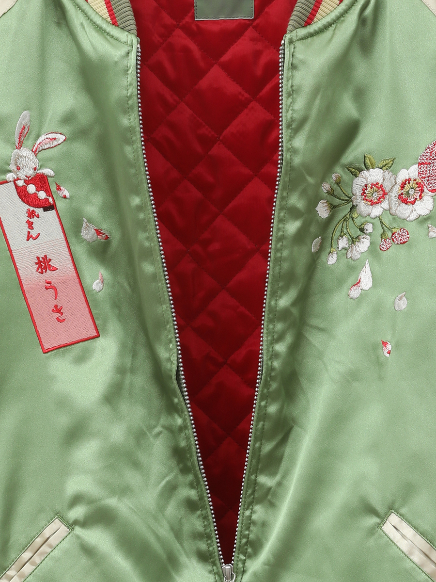 祇園 桃うさ刺繍サテンブルゾン 詳細画像 ピンク×シャンパン 12