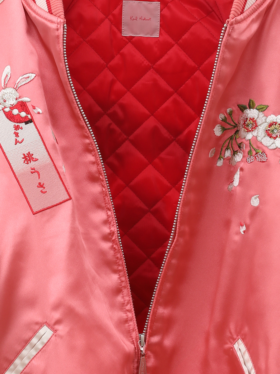 祇園 桃うさ刺繍サテンブルゾン 詳細画像 ピンク×シャンパン 6