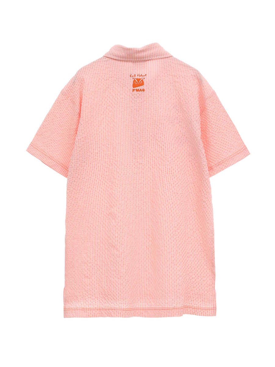 【P’MAS×Karl Helmut】ロゴ刺繍ストライプポロシャツ 詳細画像 ピンク 2