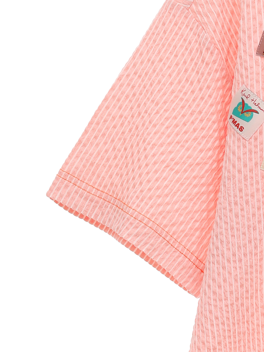 【P’MAS×Karl Helmut】ロゴ刺繍ストライプポロシャツ 詳細画像 ピンク 4