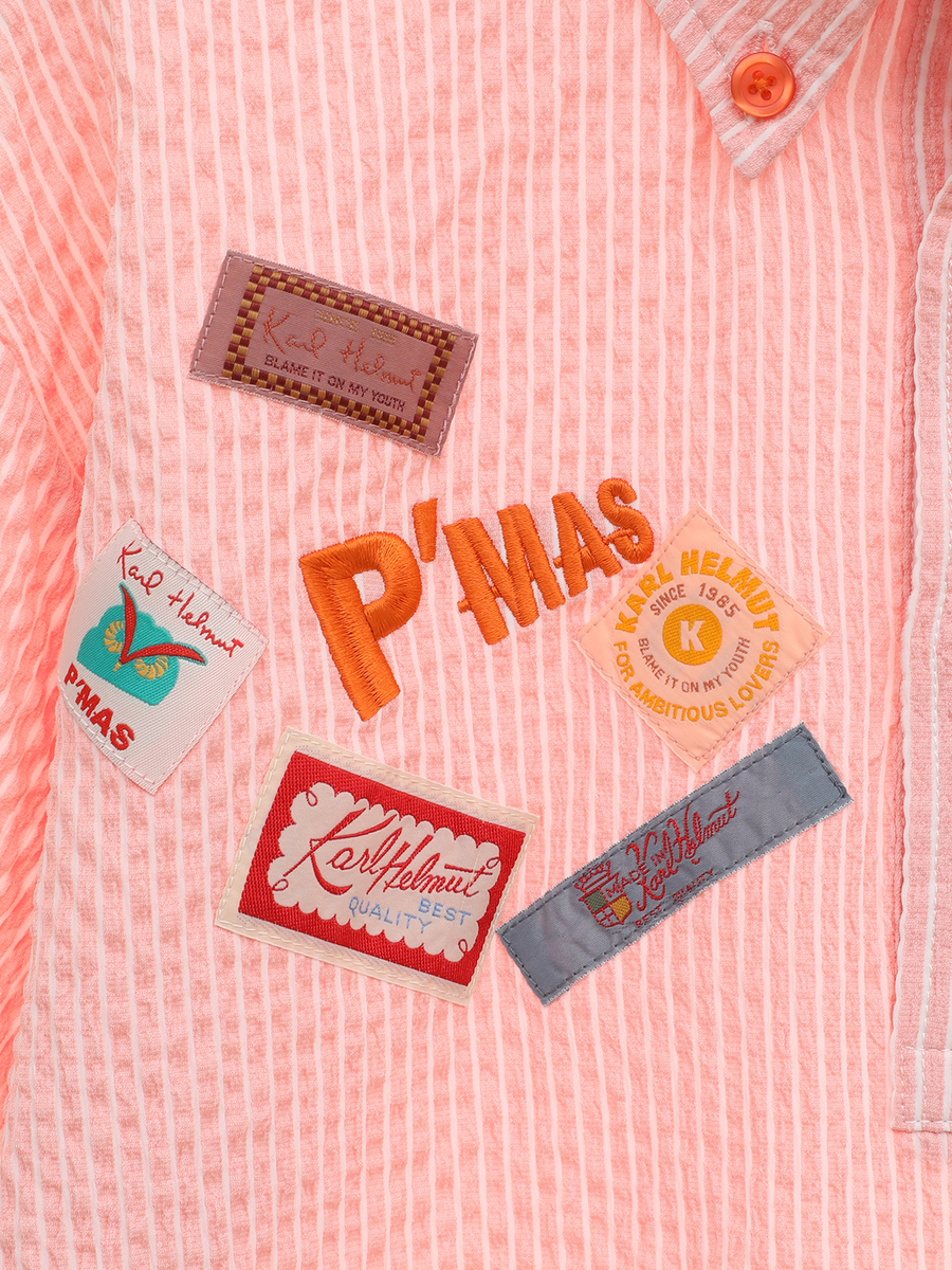 【P’MAS×Karl Helmut】ロゴ刺繍ストライプポロシャツ 詳細画像 ピンク 6